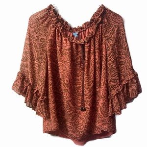 ANTONIO MELANI Tops - Antonio Melani Peach/Orange Silk Peasant Blouse L ANTONIO MELANI Tops - Antonio Melani Peach/Orange Silk Peasant Blouse L